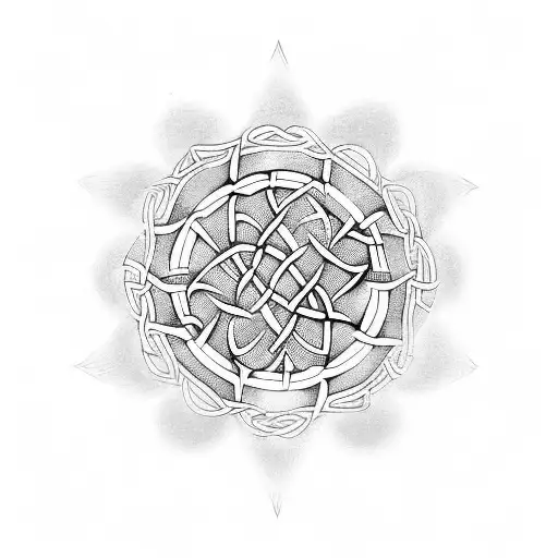 A Celtic symbol of unity and love surrounded by tribal patterns tattoo design idea