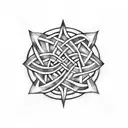 A Celtic symbol of unity and love surrounded by tribal patterns tattoo design idea
