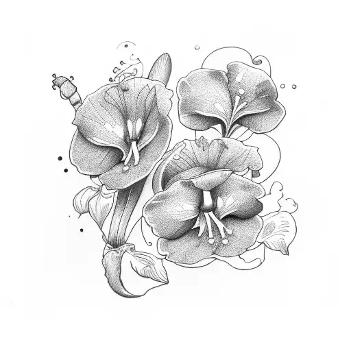 violets and primrose tattoo design idea
