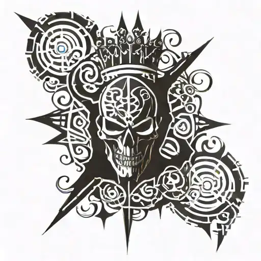 Merged logo of rammstein sabaton metallica system of a down and queen tattoo design idea