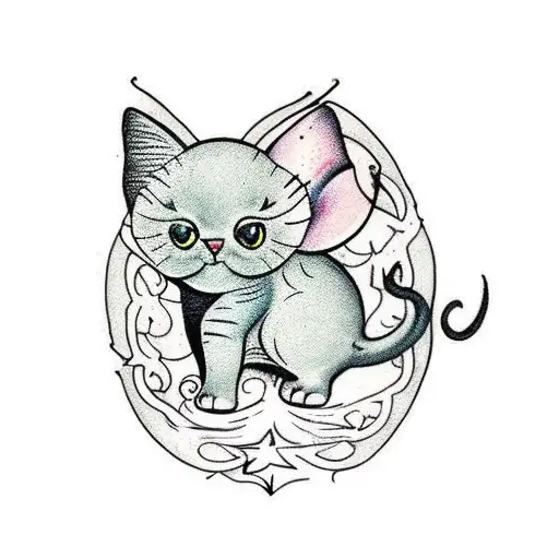 fairy cat elephant tattoo design idea