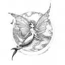 Peter pan mermaid fairy map key ship tattoo design idea