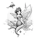 Peter pan mermaid fairy map key ship tattoo design idea