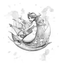 Peter pan mermaid fairy map key ship tattoo design idea