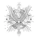 stars moon Phoenix strength tattoo design idea
