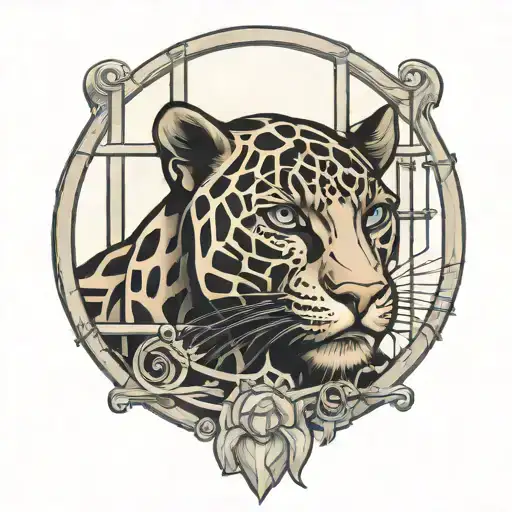 panther behind bars forming tattoo design idea