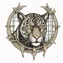 panther behind bars forming tattoo design idea