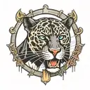 panther behind bars forming tattoo design idea