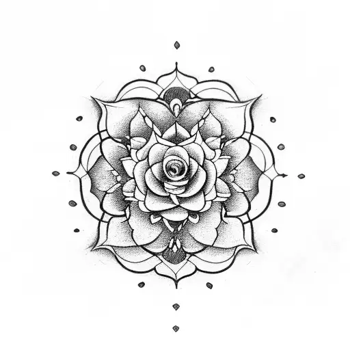 Mandala and roses tattoo design idea