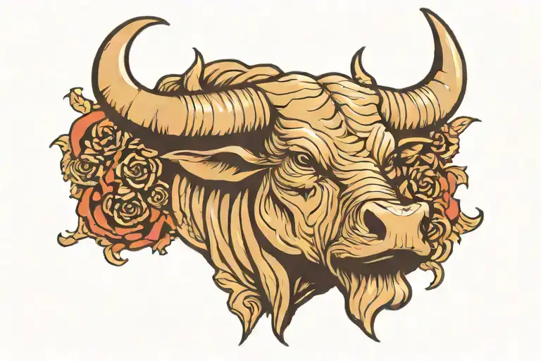 cartel bull horns tattoo design idea