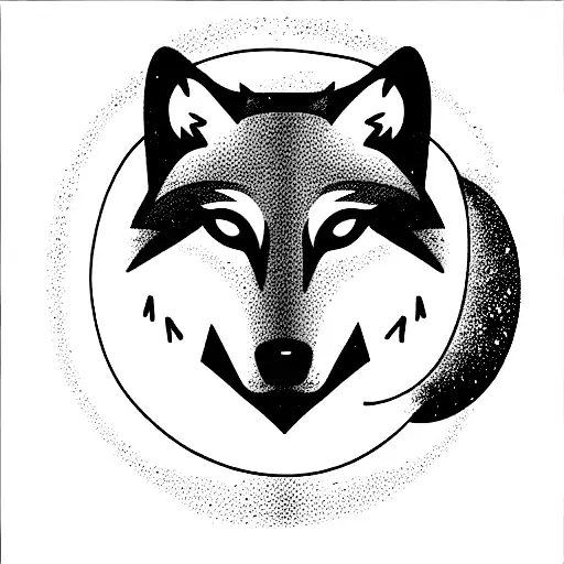wolf with moon tattoo design idea