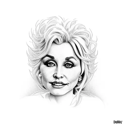 dolly parton headshot tattoo design idea