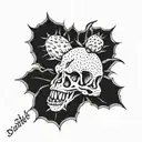 pear cactus in buffalo skull tattoo design idea