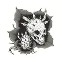 pear cactus in buffalo skull tattoo design idea