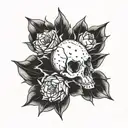 pear cactus in buffalo skull tattoo design idea