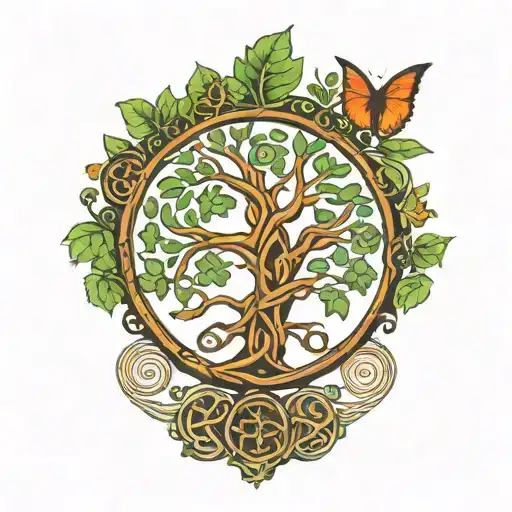 tree of life with celtic symbols  tattoo design idea