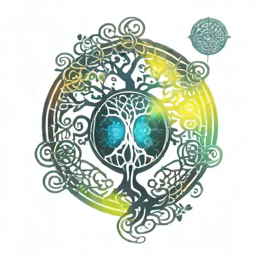 tree of life with celtic symbols  tattoo design idea