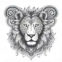 A lion surrounded by a mandala of different animal footprints tattoo design idea