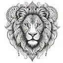 A lion surrounded by a mandala of different animal footprints tattoo design idea