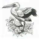 stork carrying baby tattoo design idea