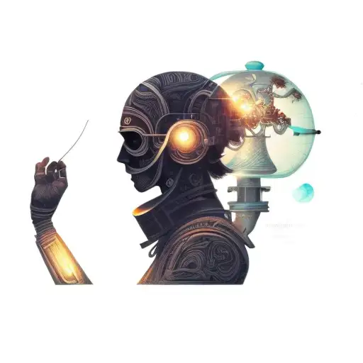 auto consciousness contemplation tattoo design idea