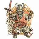 Phantom samurai against the background of the king of rats tattoo design idea