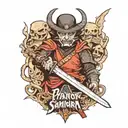 Phantom samurai against the background of the king of rats tattoo design idea