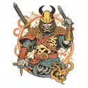 Phantom samurai against the background of the king of rats tattoo design idea