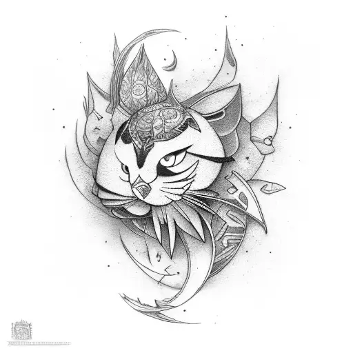  flute with peackok feather tattoo design idea