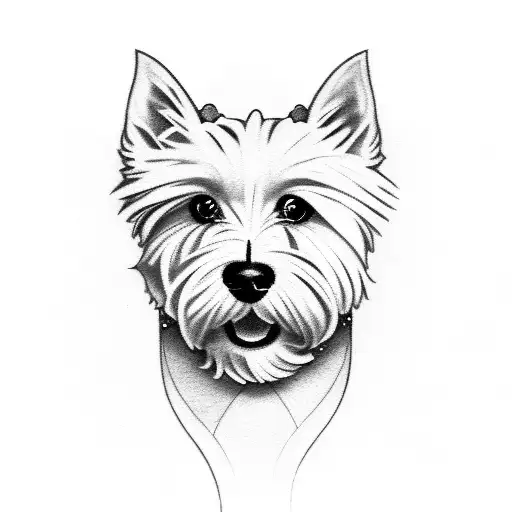 Design me a full arm sleeve including fairies, lilies, a west highland white terrier dog, Siberian husky,  tattoo design idea