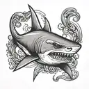 shark biting nipple tattoo design idea