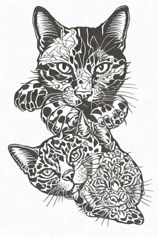 Cat paws 4 pieces tattoo design idea