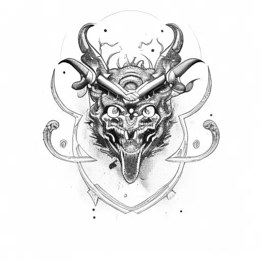 scale with time and scorpion face tattoo design idea