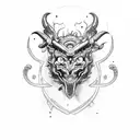 scale with time and scorpion face tattoo design idea