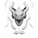 scale with time and scorpion face tattoo design idea