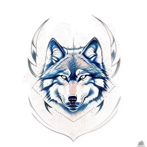 Combine drawing tools with wolf and samurai elements in a tattoo design representing creativity and strength tattoo design idea