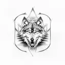 Combine drawing tools with wolf and samurai elements in a tattoo design representing creativity and strength tattoo design idea