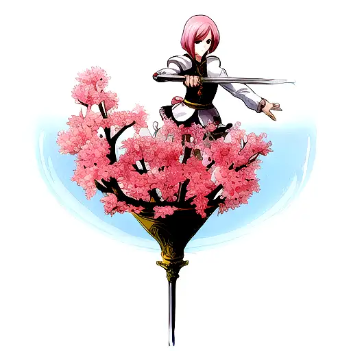 sword and cherry blosom tattoo design idea