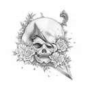 sword and cherry blosom tattoo design idea