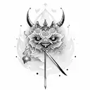 sword and cherry blosom tattoo design idea