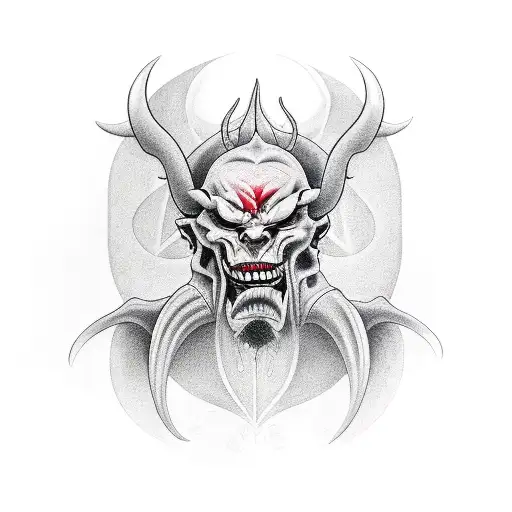 Devil face tattoo design idea