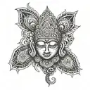 Buddha inside hamsa hand and eye  tattoo design idea