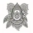 Buddha inside hamsa hand and eye  tattoo design idea