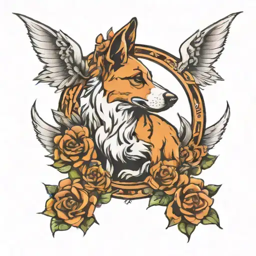 angle wings with dog paws  tattoo design idea