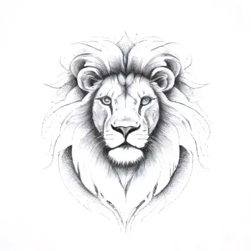 half lion half ram faces  tattoo design idea