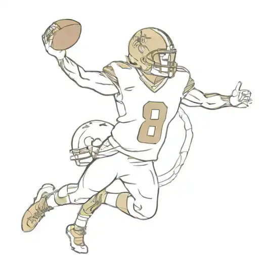 A dotwork tattoo of a New Orleans Saints football player celebrating with your close girlfriends cheering in the background tattoo design idea