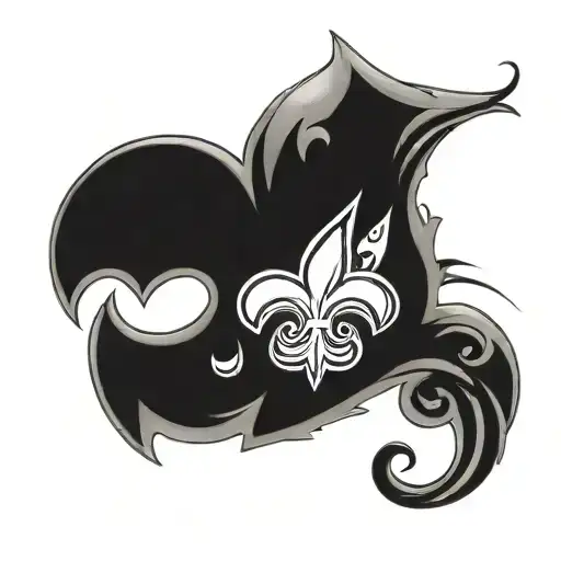 An abstract design combining elements of the New Orleans Saints logo and symbols representing your close girlfriends tattoo design idea