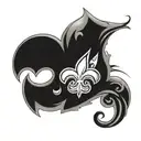 An abstract design combining elements of the New Orleans Saints logo and symbols representing your close girlfriends tattoo design idea