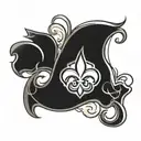 An abstract design combining elements of the New Orleans Saints logo and symbols representing your close girlfriends tattoo design idea