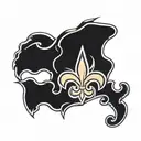 An abstract design combining elements of the New Orleans Saints logo and symbols representing your close girlfriends tattoo design idea